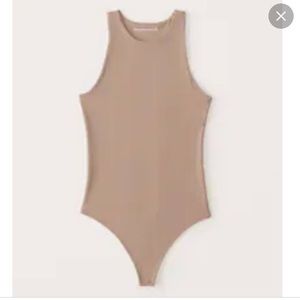 Abercrombie & Fitch Tan High Neck Bodysuit